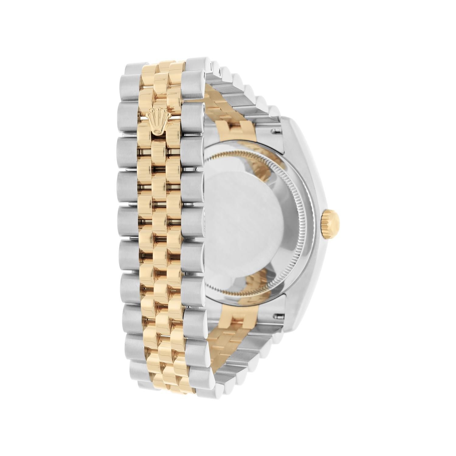Rolex Datejust 36 Gold & Steel 116233 Watch Champagne Diamond Dial Jubilee Watch For Sale 3