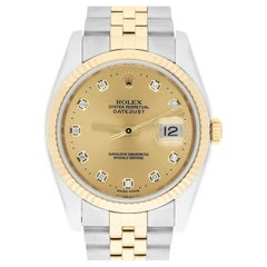 Used Rolex Datejust 36 Gold & Steel 116233 Watch Champagne Diamond Dial Jubilee Watch