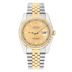 Rolex Datejust 36 Gold & Steel 116233 Watch Champagne Index Dial Jubilee Watch