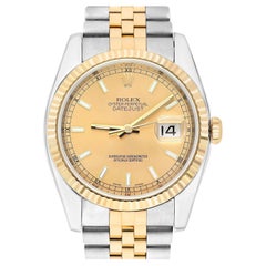 Rolex Datejust 36 Gold & Steel 116233 Watch Champagne Index Dial Jubilee Watch