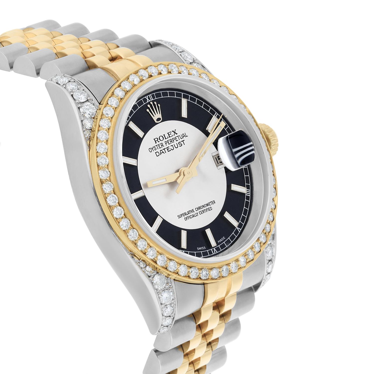 Rolex Datejust 36 Gold/Steel 116233 Watch Tuxedo Index Jubilee Watch Diamonds For Sale 1