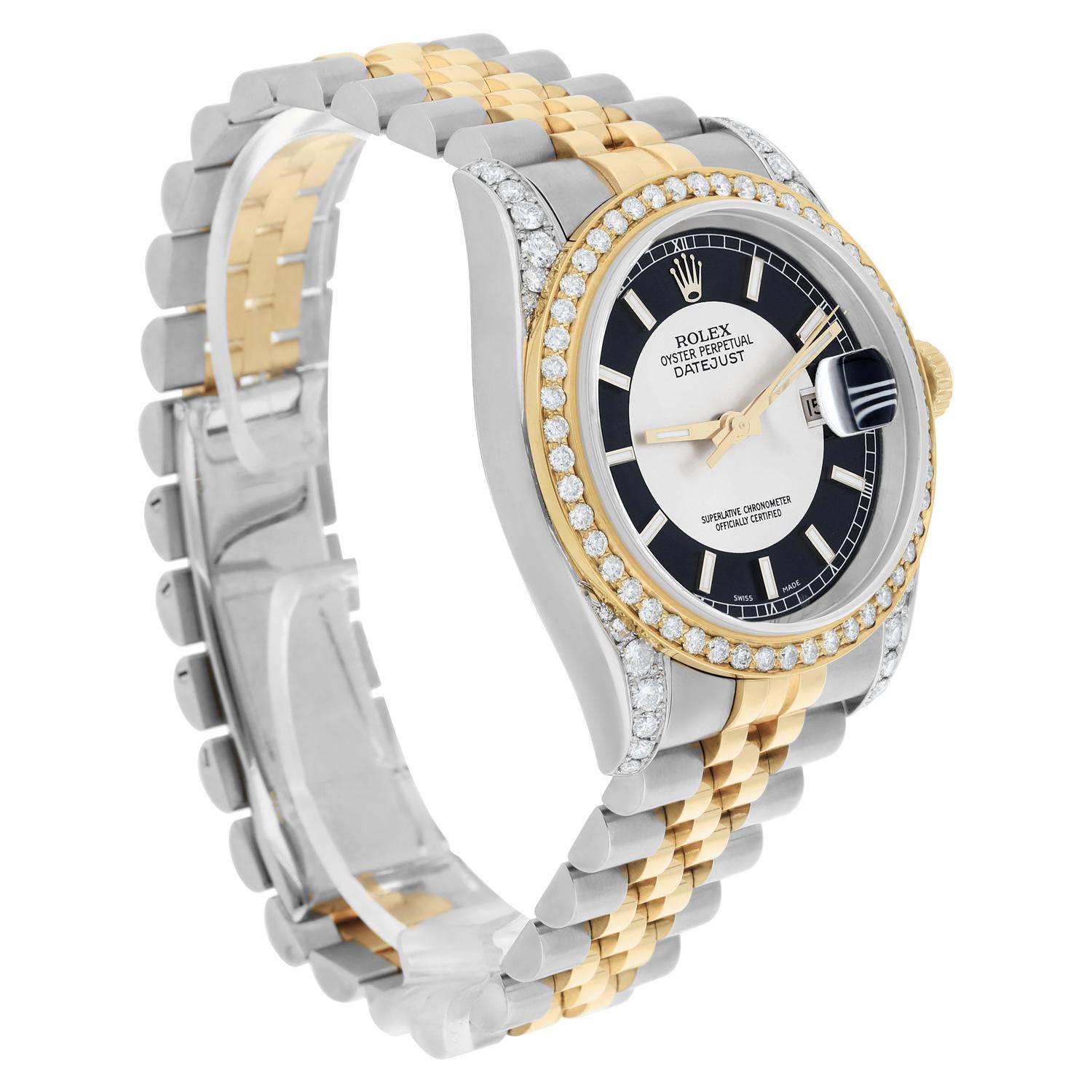Rolex Datejust 36 Gold/Steel 116233 Uhr Tuxedo Index Jubiläumsuhr Diamanten im Angebot 2