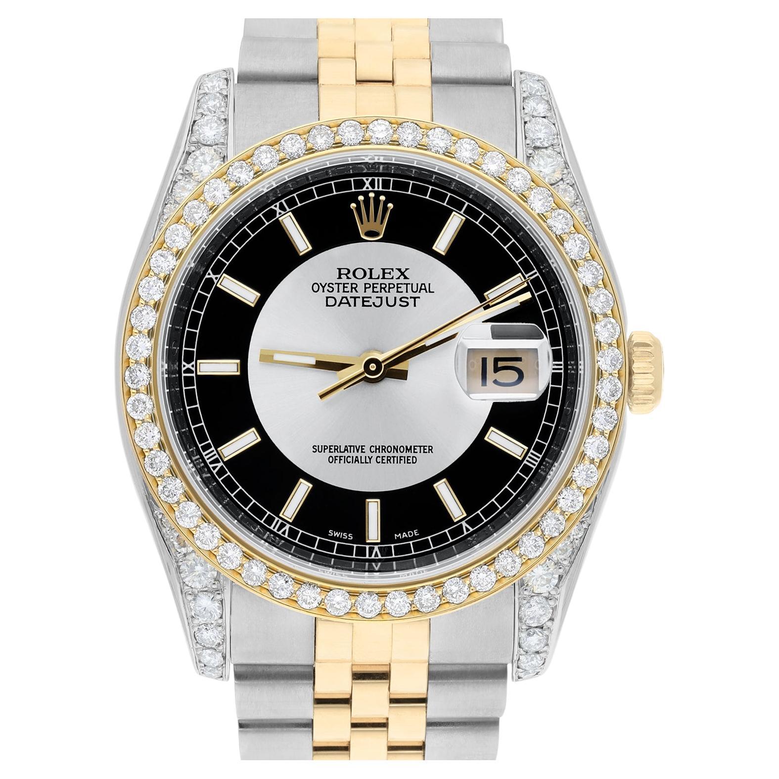 Rolex Datejust 36 Gold/Steel 116233 Watch Tuxedo Index Jubilee Watch Diamonds For Sale