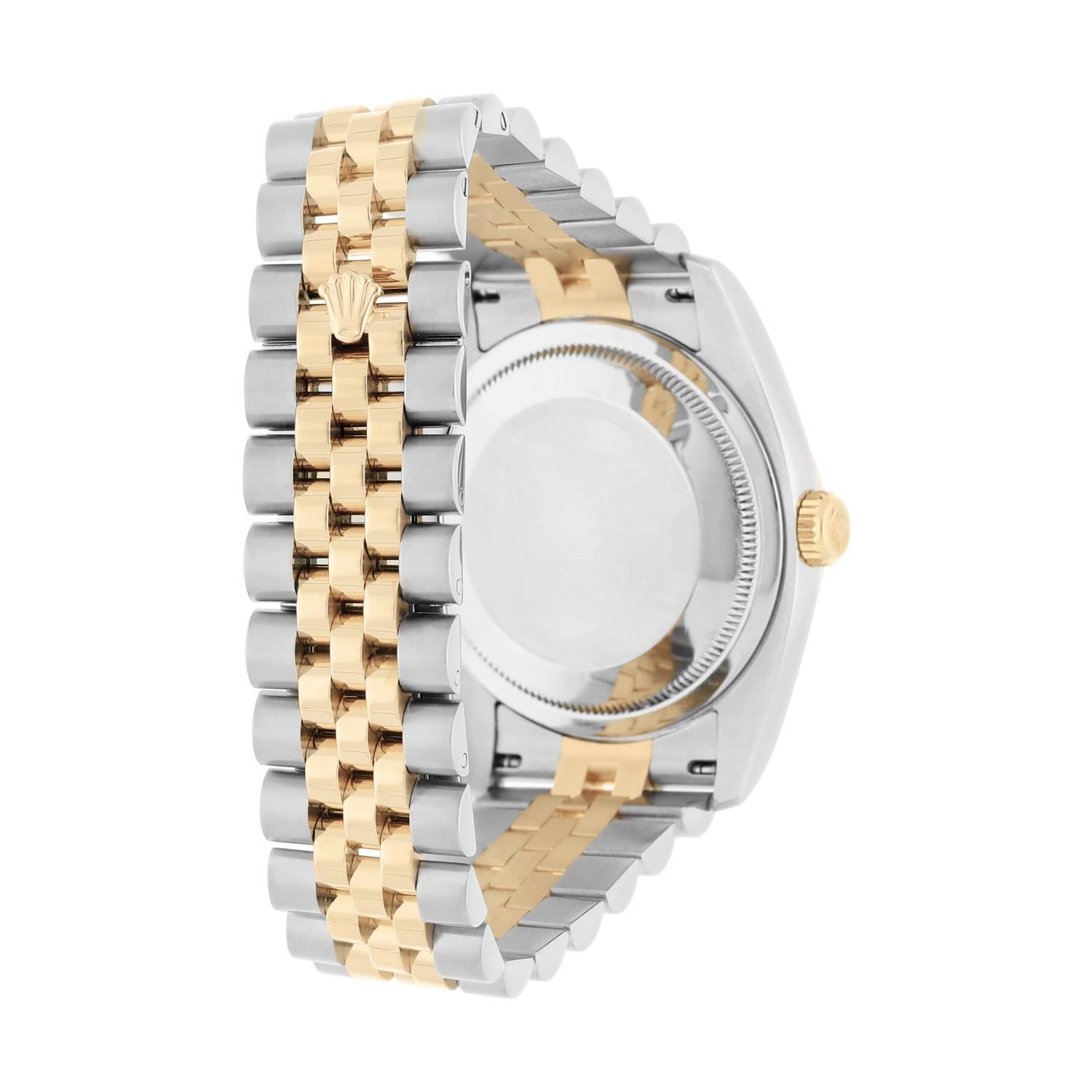Rolex Datejust 36 Gold & Steel 116233 Watch White Roman Dial Jubilee Watch For Sale 3