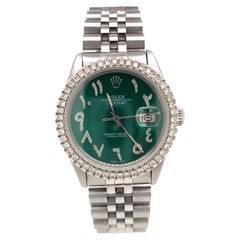 Rolex Datejust 36 Green Arabic Diamond Dial Diamond Bezel 16014