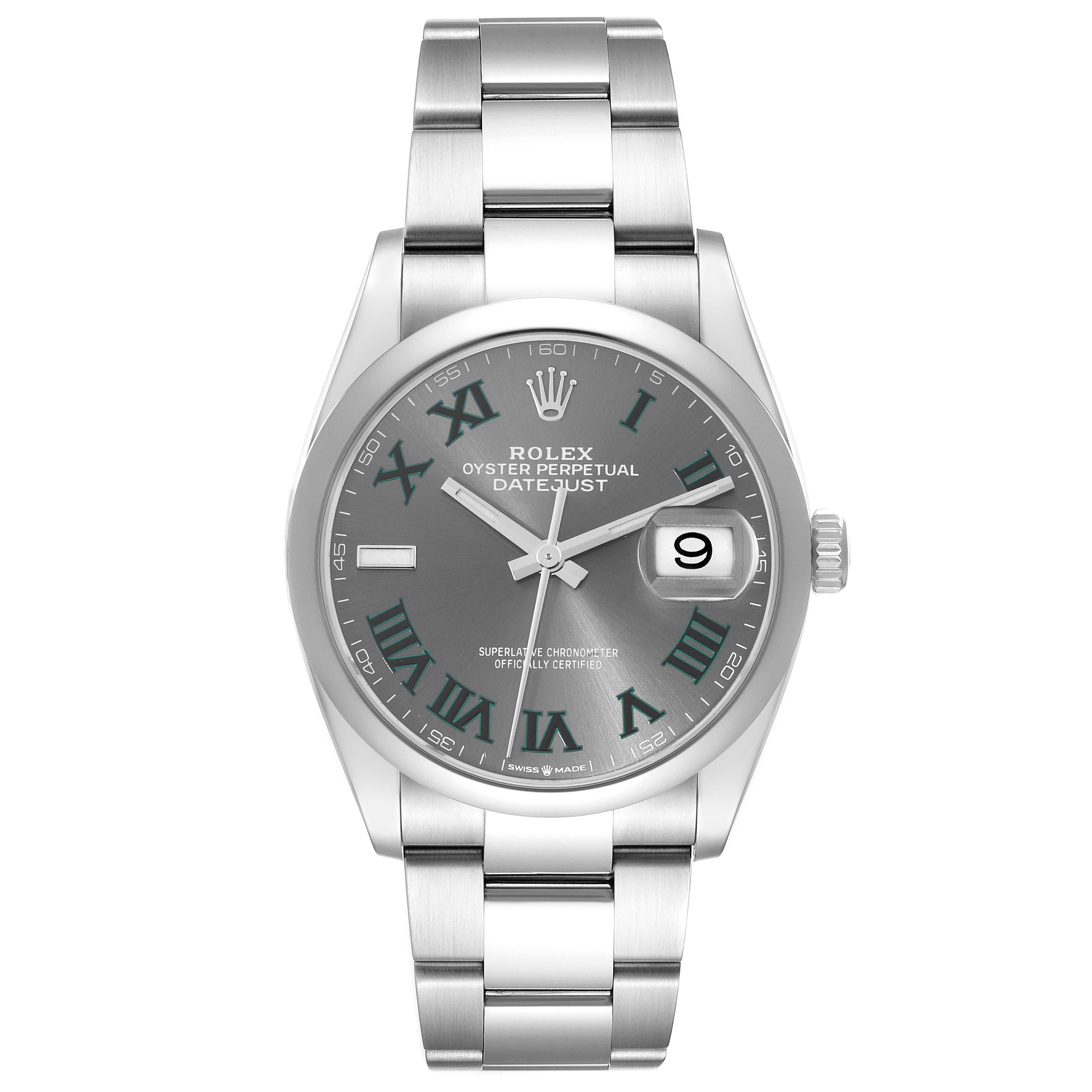 Rolex Datejust 36 Grey Green Wimbledon Dial Steel Mens Watch 126200 For Sale 1