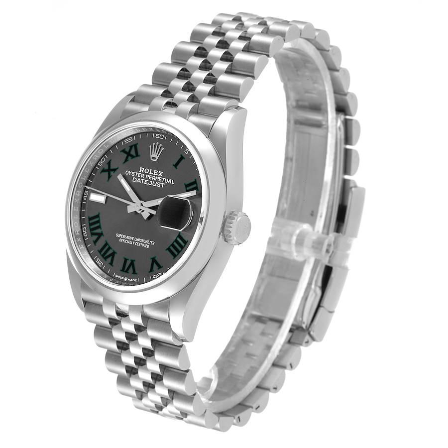 Men's Rolex Datejust 36 Grey Green Wimbledon Dial Steel Mens Watch 126200 Unworn