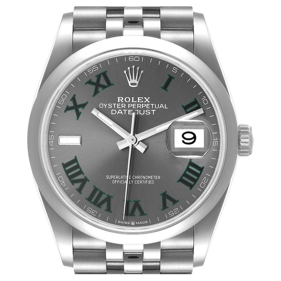 Rolex Datejust 36 Grey Green Wimbledon Dial Steel Mens Watch 126200 Unworn