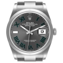 Rolex Datejust 36 Grau Grün Wimbledon Zifferblatt Stahl Herrenuhr 126200 Ungetragen
