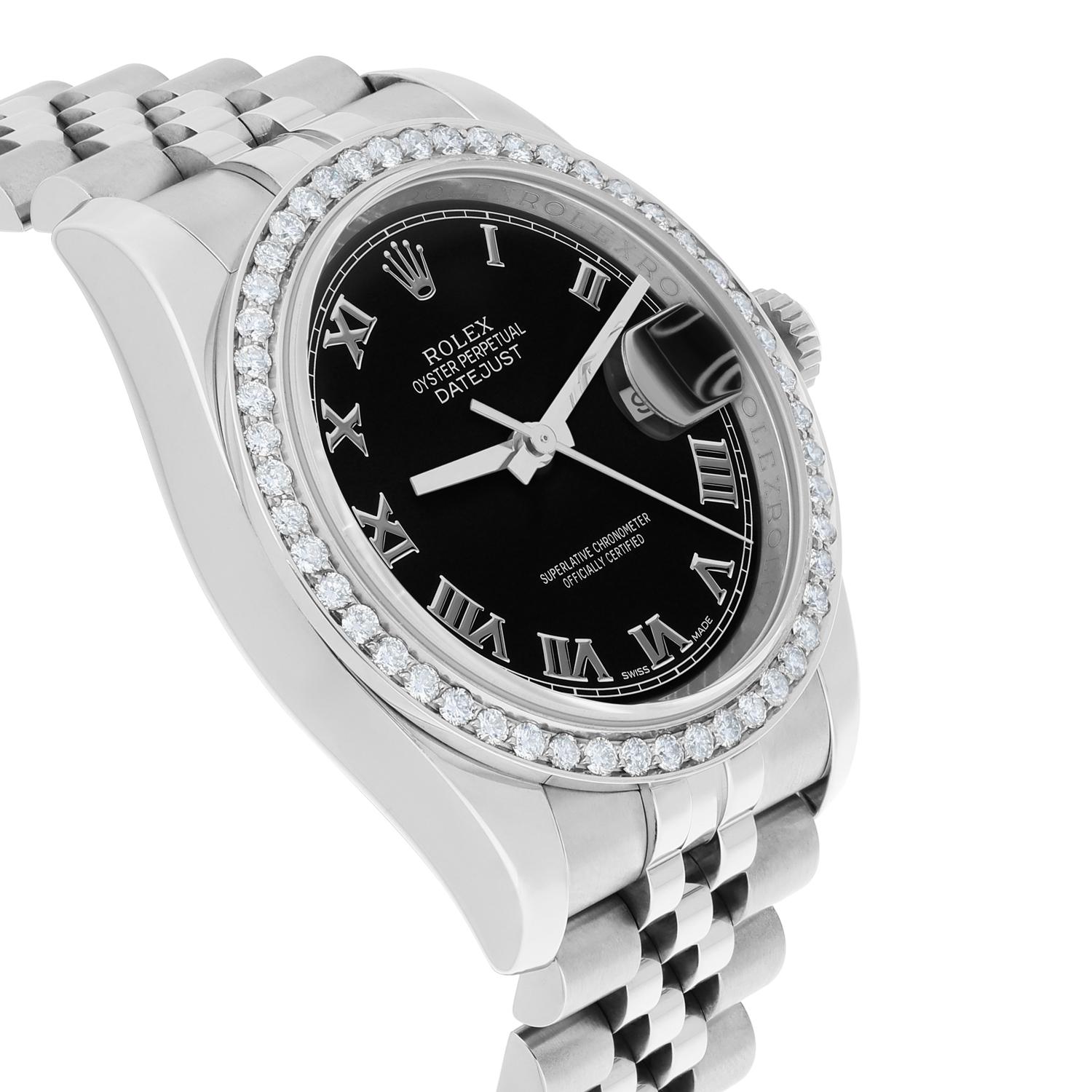Rolex Datejust 36 Hidden Clasp Watch Diamond Bezel Black Dial Jubilee Band For Sale 1