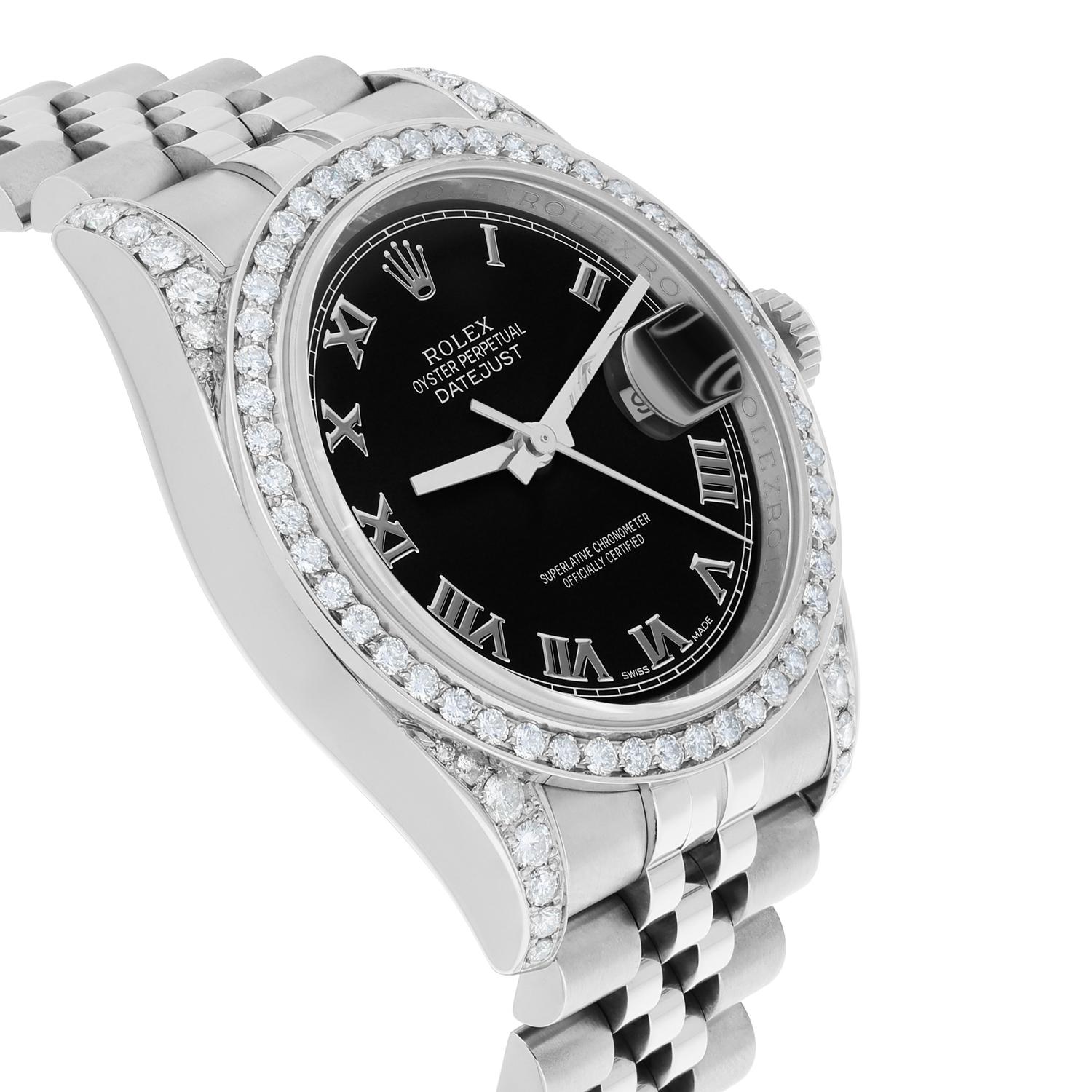 Rolex Datejust 36 Hidden Clasp Watch Diamond Bezel Black Dial Jubilee Band en vente 1