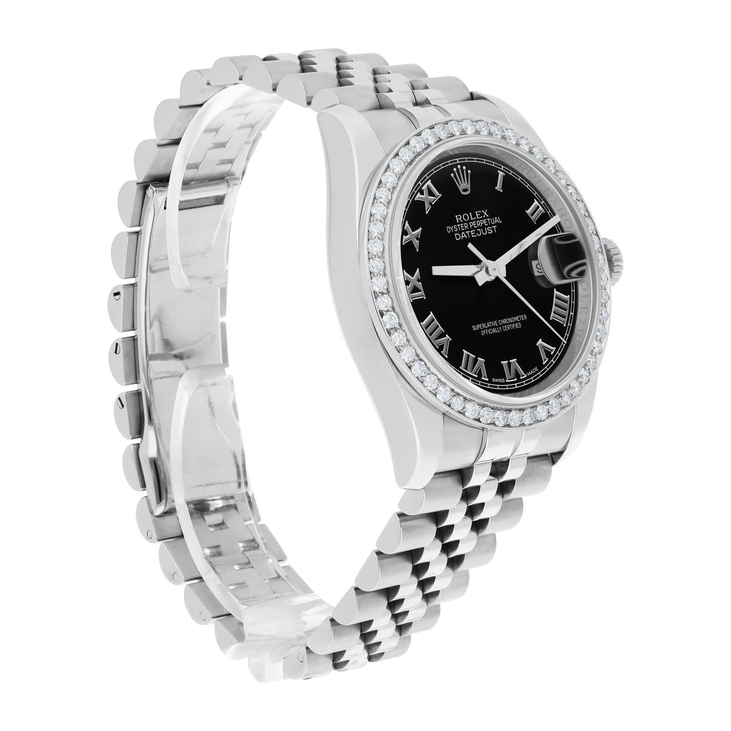 Rolex Datejust 36 Hidden Clasp Watch Diamond Bezel Black Dial Jubilee Band For Sale 2