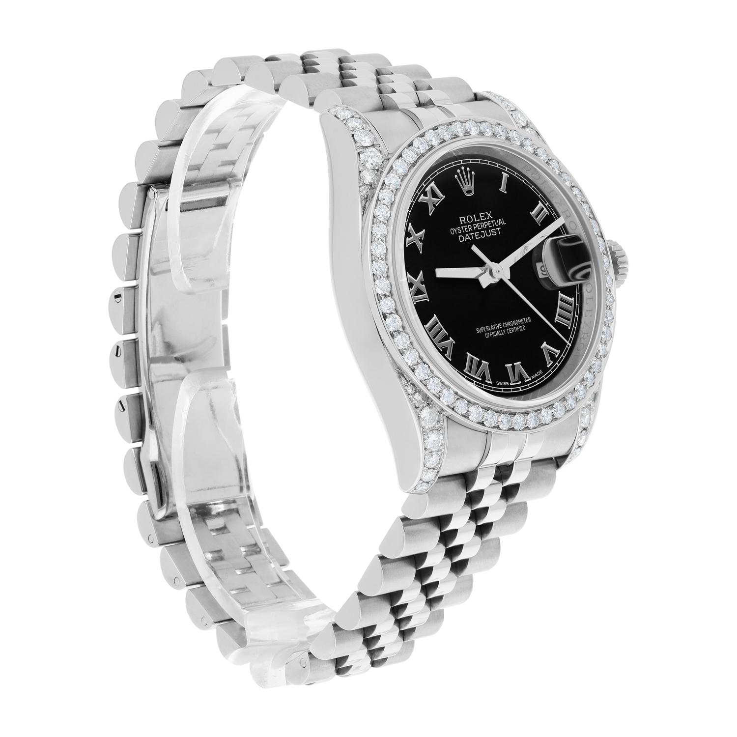 Rolex Datejust 36 Hidden Clasp Watch Diamond Bezel Black Dial Jubilee Band en vente 2