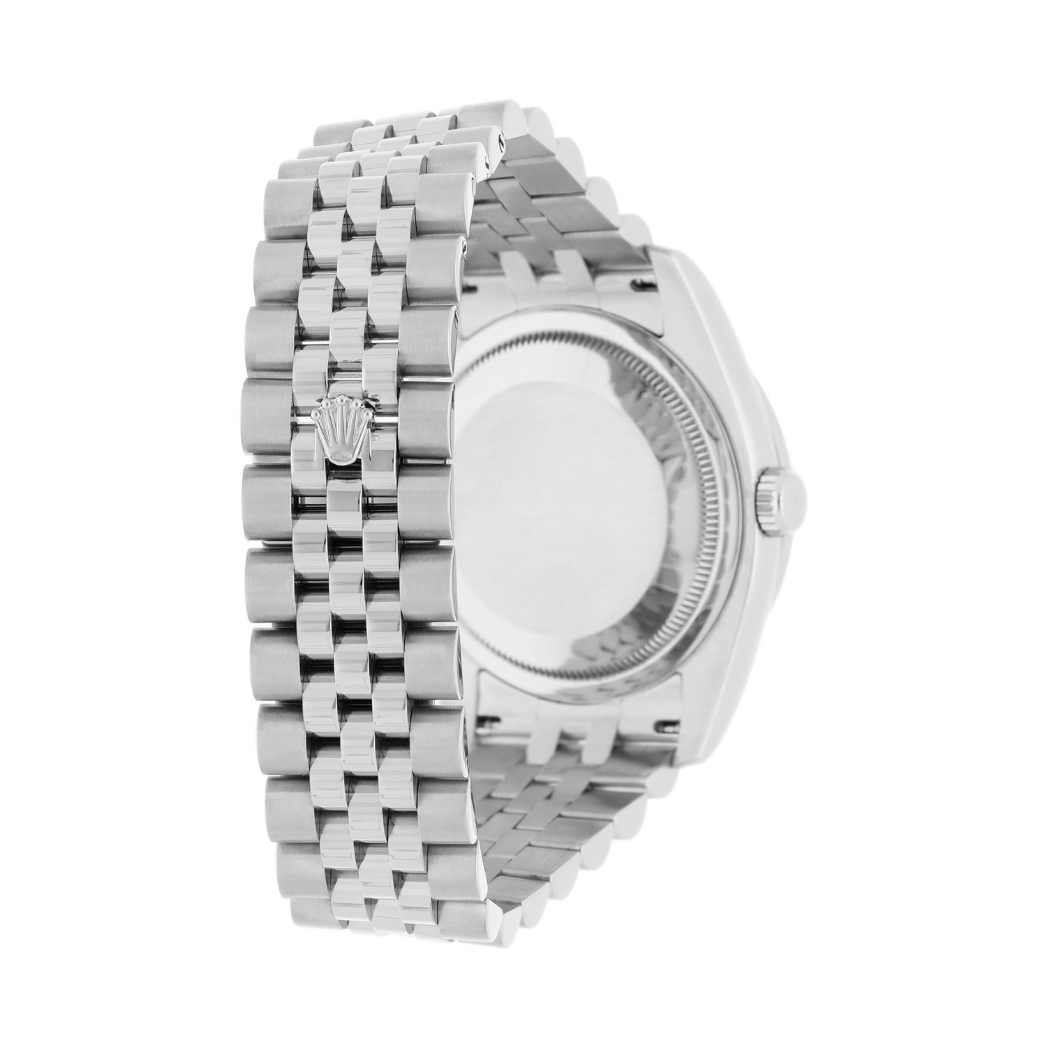 Women's or Men's Rolex Datejust 36 Hidden Clasp Watch Diamond Bezel Black Dial Jubilee Band For Sale