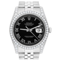 Rolex Datejust 36 Hidden Clasp Uhr Diamant Lünette schwarzes Zifferblatt Jubiläum Band