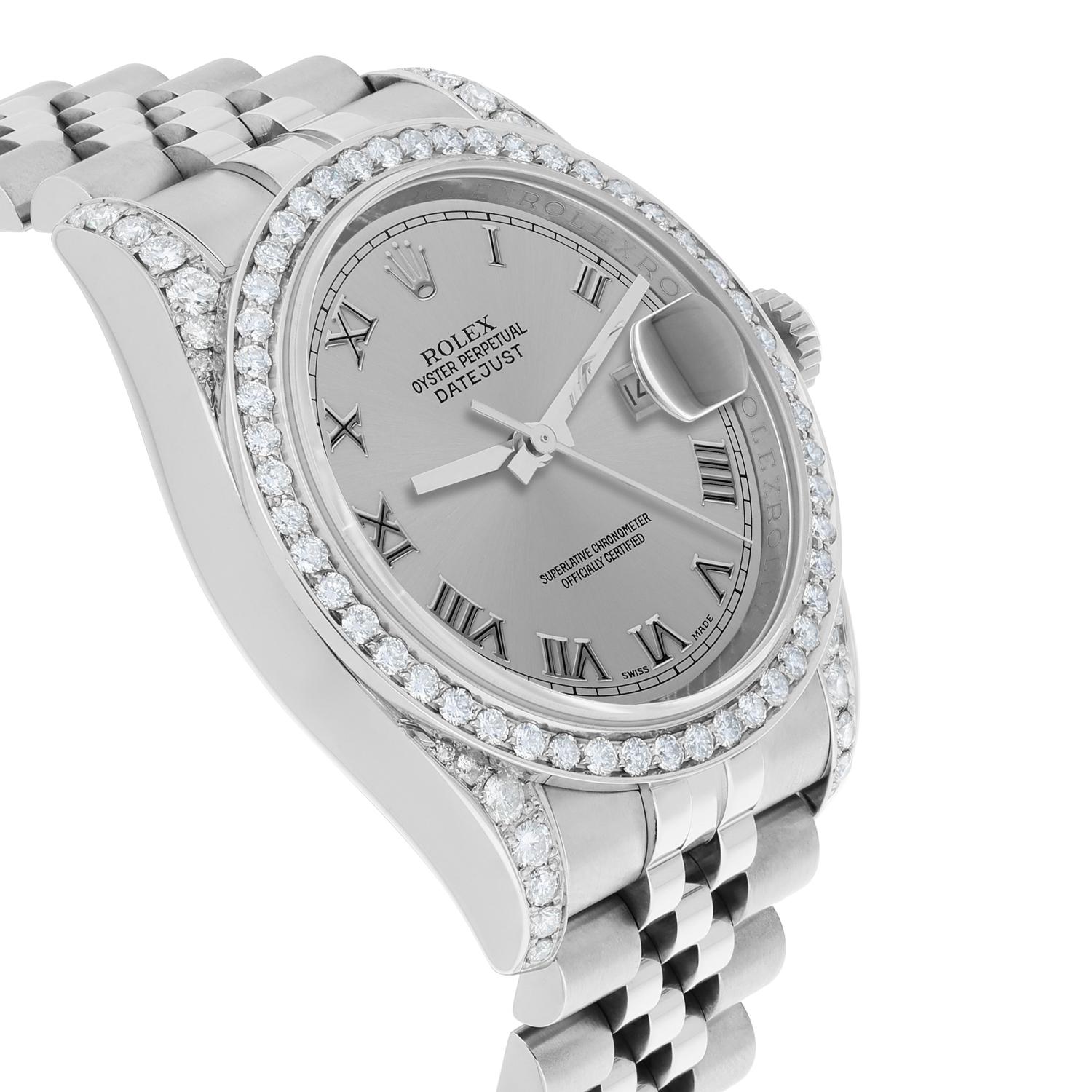 Rolex Datejust 36 Hidden Clasp Watch Diamond Bezel Silver Dial Jubilee Band For Sale 1