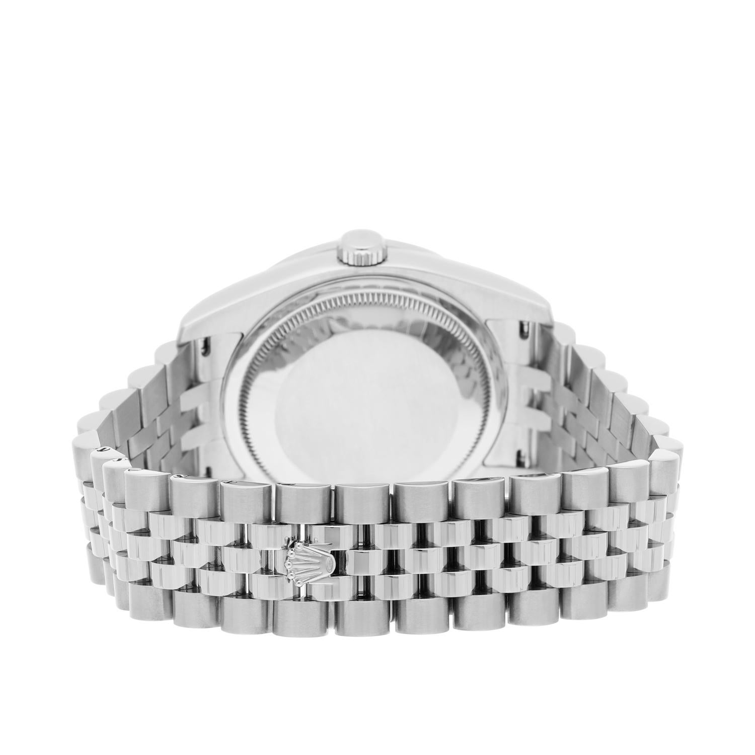 Rolex Datejust 36 Hidden Clasp Watch Diamond Bezel Silver Dial Jubilee Band en vente 4