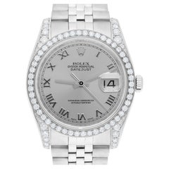 Rolex Datejust 36 Hidden Clasp Uhr Diamant Lünette Silber Zifferblatt Jubiläum Band
