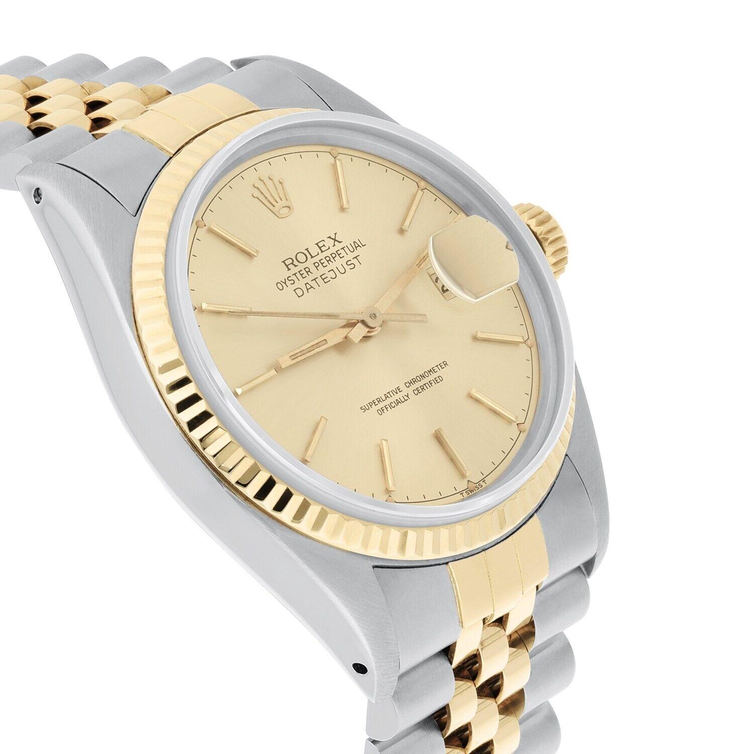 Rolex Datejust 36mm Two Tone Champagne Dial Jubilee Band 16013 Circa 1979 B/P For Sale 1