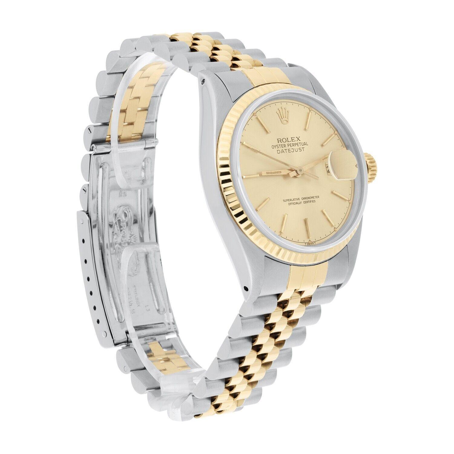 Rolex Datejust 36mm Two Tone Champagne Dial Jubilee Band 16013 Circa 1979 B/P For Sale 2