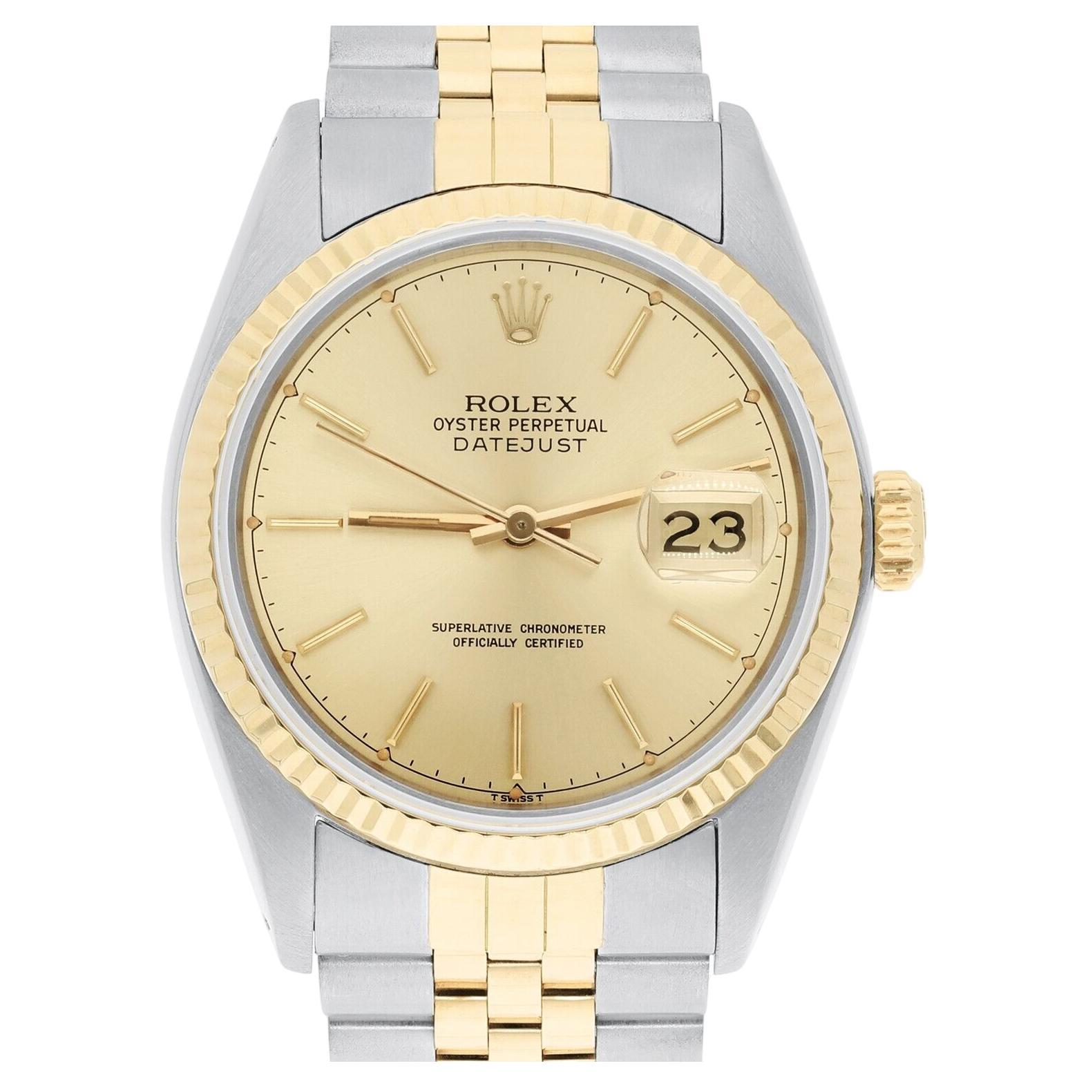 Rolex Datejust 36mm Two Tone Champagne Dial Jubilee Band 16013 Circa 1979 B/P For Sale