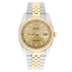 Rolex Datejust 36 Gold and Steel 116233 Watch Champagne Index Dial Jubilee Watch