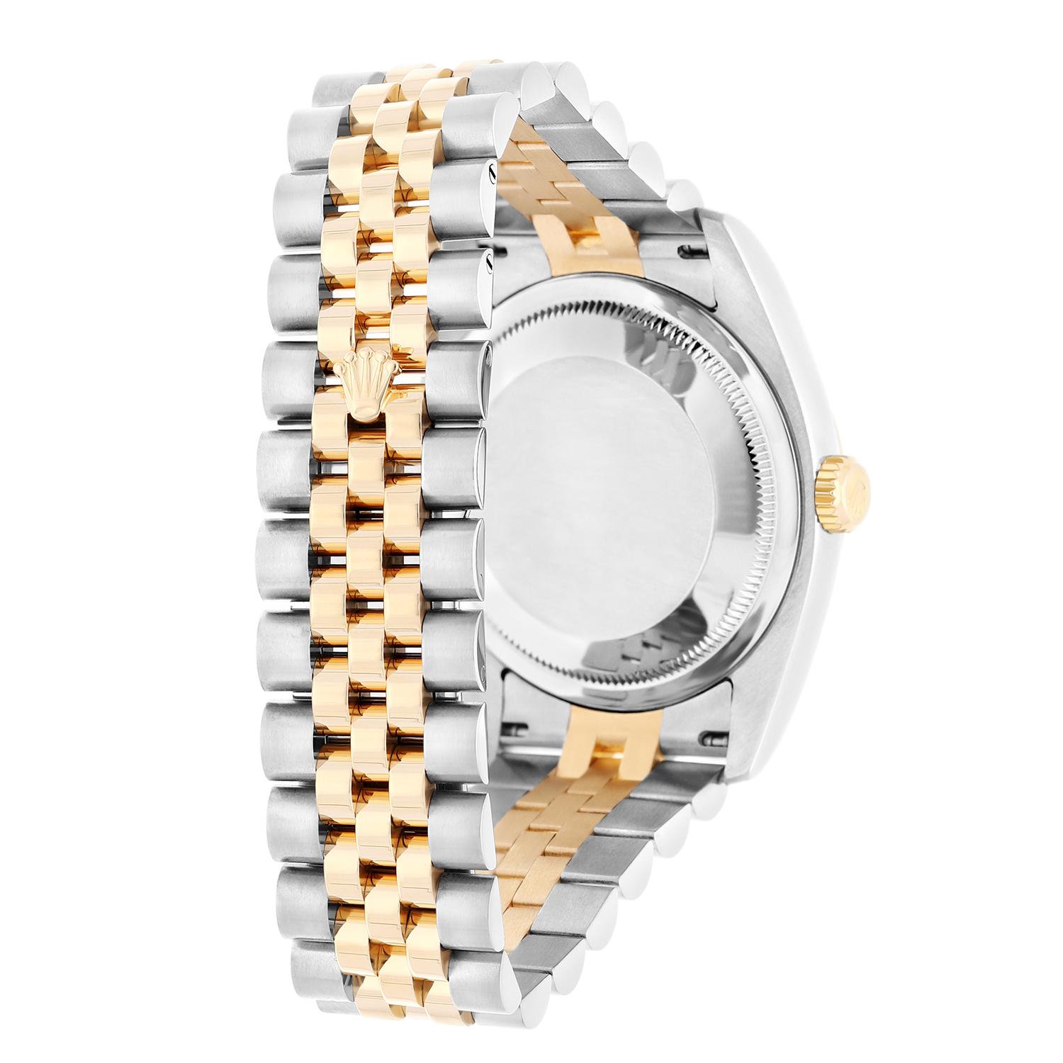 Rolex Datejust 36 Gold & Steel 116233 Watch Champagne Roman Dial Jubilee Watch For Sale 3