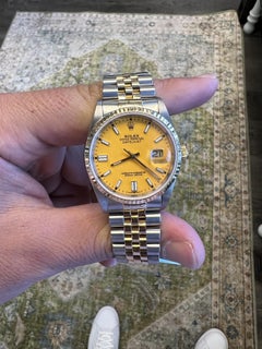 Rolex Datejust 36 Mint Custom Yellow Dial Box and Papers