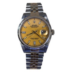 Rolex Datejust 36 Mint Custom Yellow Dial Box and Papers