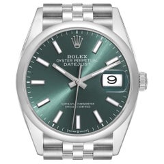 Rolex Montre Datejust 36 vert menthe avec cadran en acier pour hommes 126200 Boîte Card