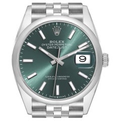 Rolex Datejust 36 Mint Green Dial Steel Mens Watch 126200 Box Card