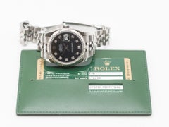 Rolex Datejust Oyster Fluted Bezel Black Dial Diamond Box and Paper 116234