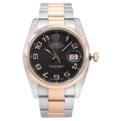 Rolex Datejust Steel 18k Rose Gold Black Concentric Mens Watch 116201