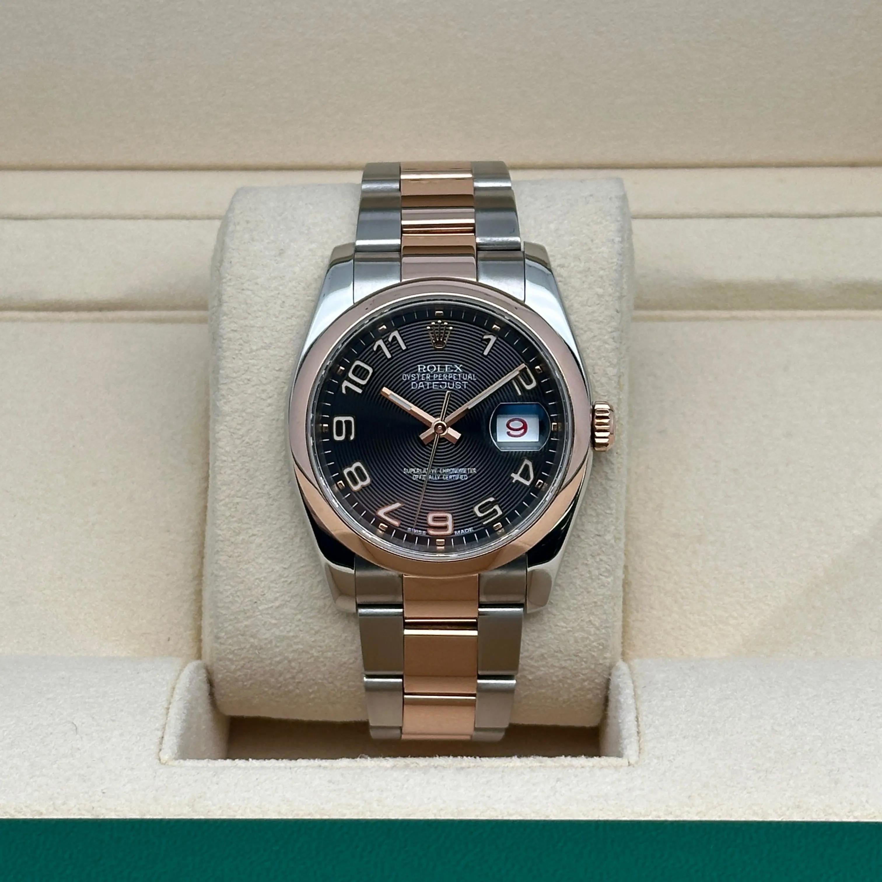 Rolex Datejust 36 mm Steel 18k Rose Gold Black Concentric Watch 116201 4