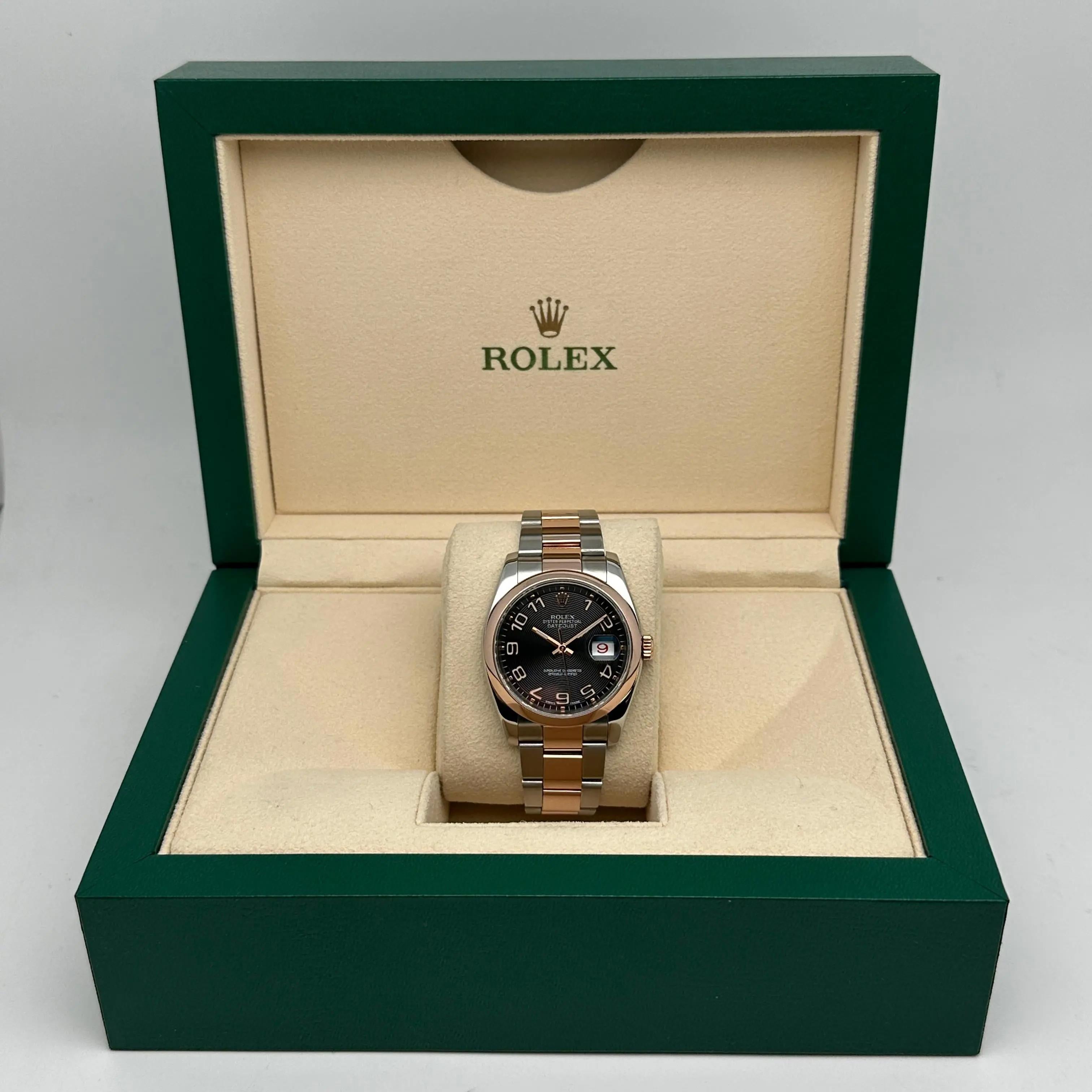 Rolex Datejust 36 mm Steel 18k Rose Gold Black Concentric Watch 116201 5