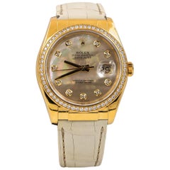 Rolex Datejust 36 Mother of Pearl and Factory Diamonds Dial 18 Karat Gold