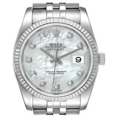 Rolex Datejust 36 Mother of Pearl Diamond Unisex Watch 116234 Box Card