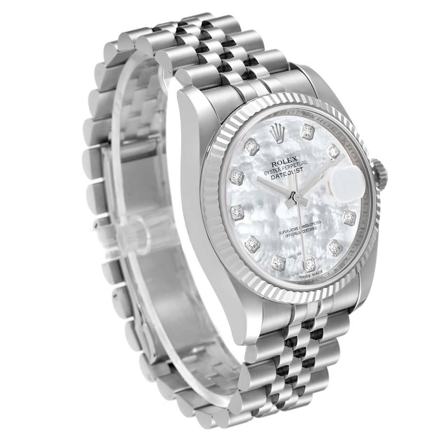 Rolex Datejust 36 Perlmutt-Diamant- Unisex-Uhr 116234 im Zustand „Hervorragend“ in Atlanta, GA