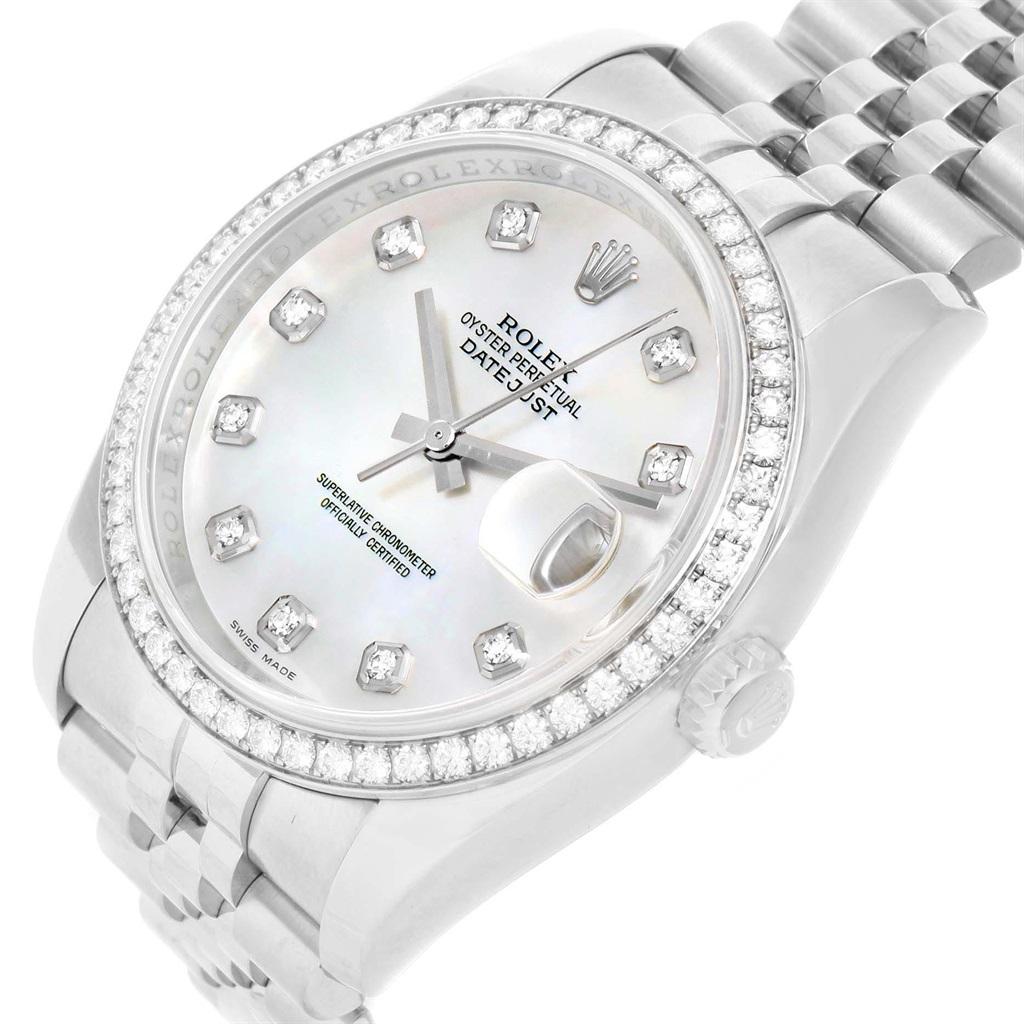 Rolex Datejust 36 Mother of Pearl Diamond Unisex Watch 116244 1