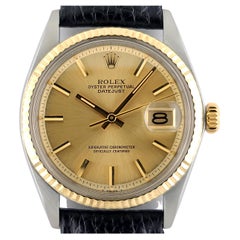 Used Rolex Datejust 36 Oyster Perpetual 1601 Gold Sunburst Dial 18k Gold Steel 16013