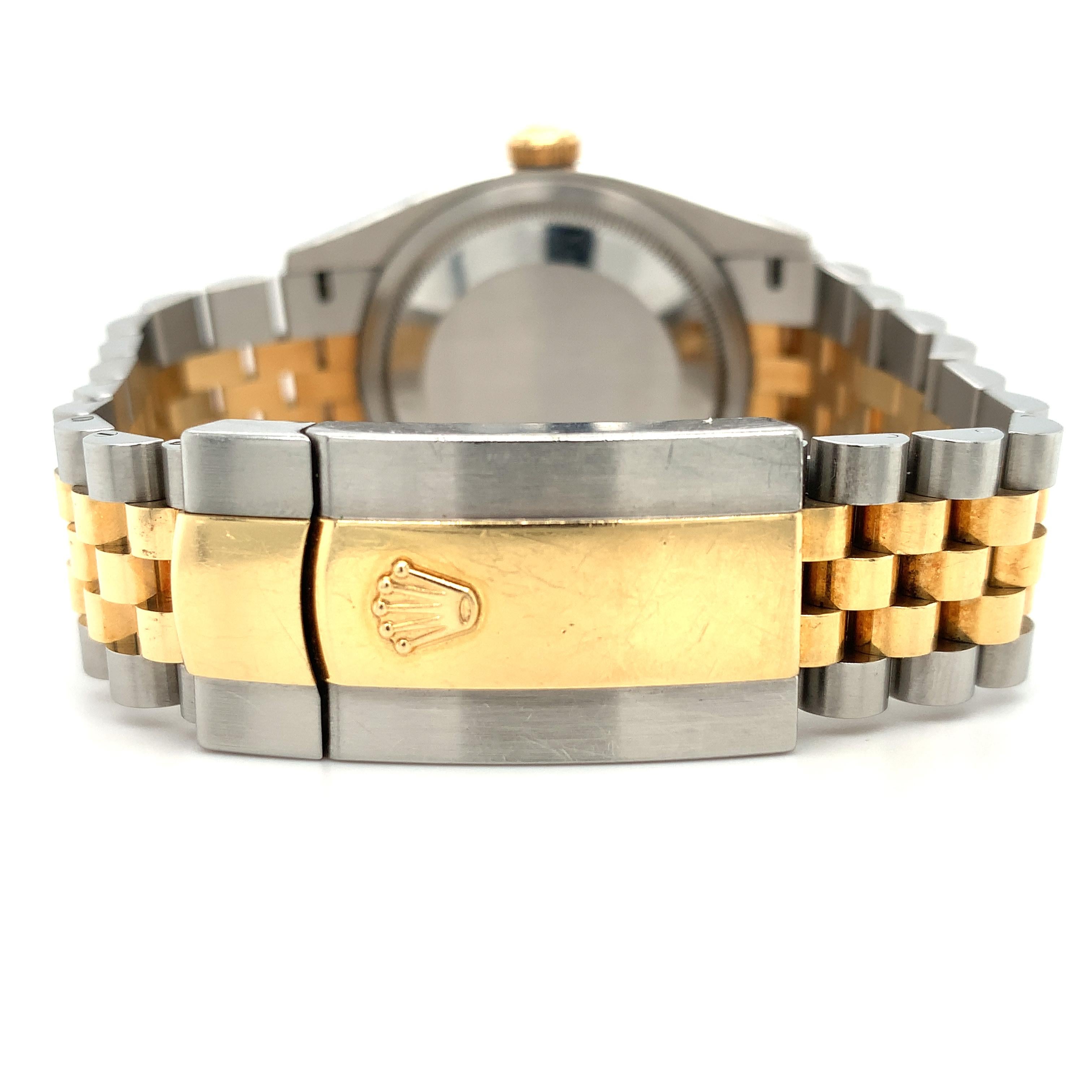 Rolex datejust 36 Oyster Stahl- und Gelbgold-Zifferblatt mit schwarzem Diamantenbesatz 126233 im Angebot 4