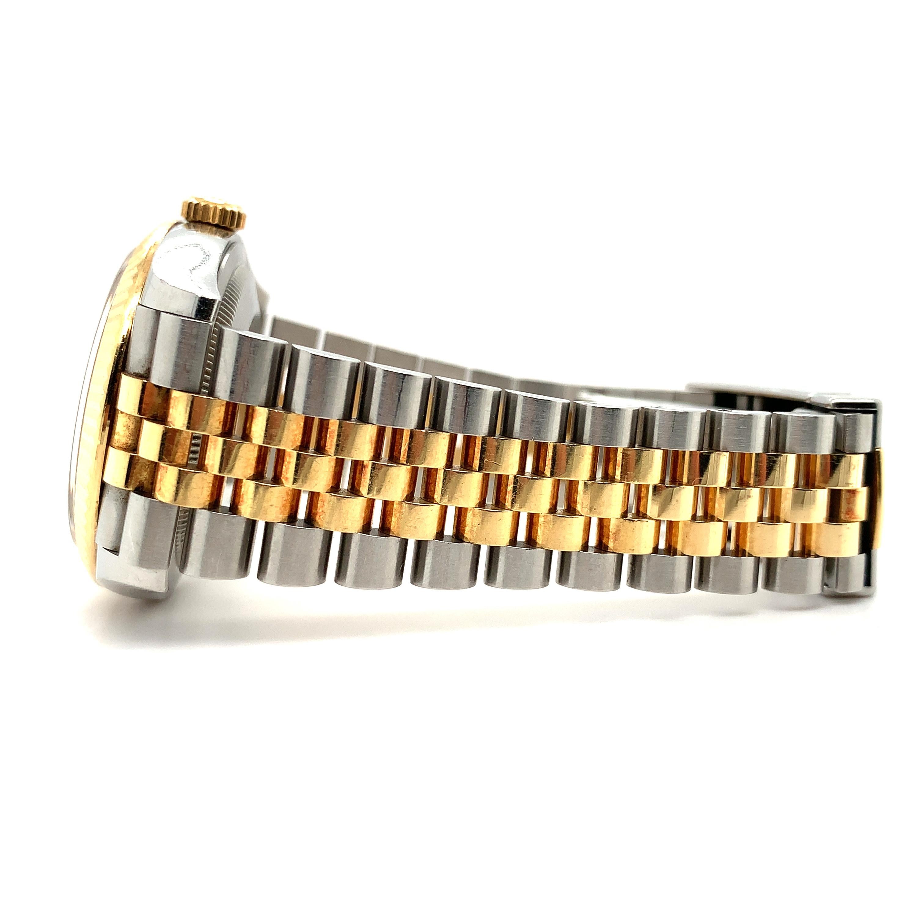 Rolex datejust 36 Oyster Stahl- und Gelbgold-Zifferblatt mit schwarzem Diamantenbesatz 126233 im Angebot 5