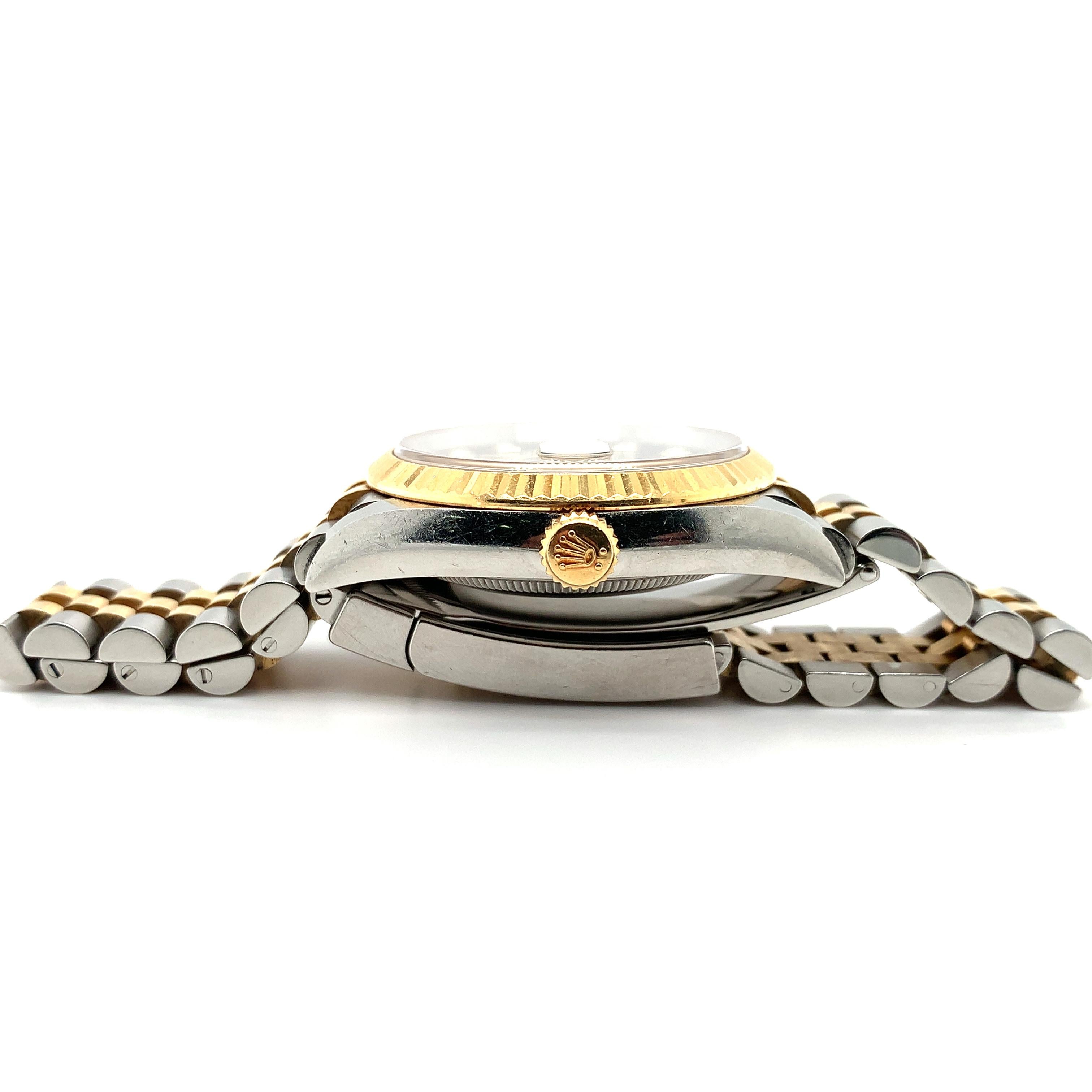 Rolex datejust 36 Oyster Stahl- und Gelbgold-Zifferblatt mit schwarzem Diamantenbesatz 126233 im Angebot 8