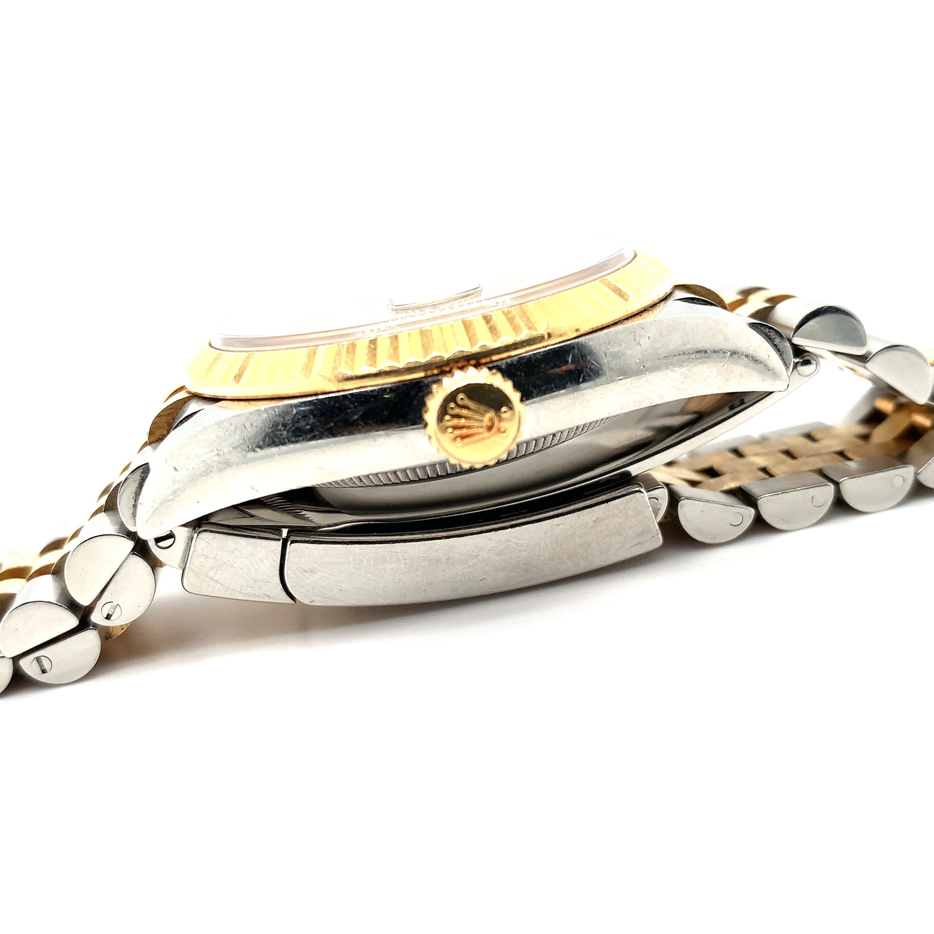 Rolex datejust 36 Oyster Stahl- und Gelbgold-Zifferblatt mit schwarzem Diamantenbesatz 126233 im Angebot 9