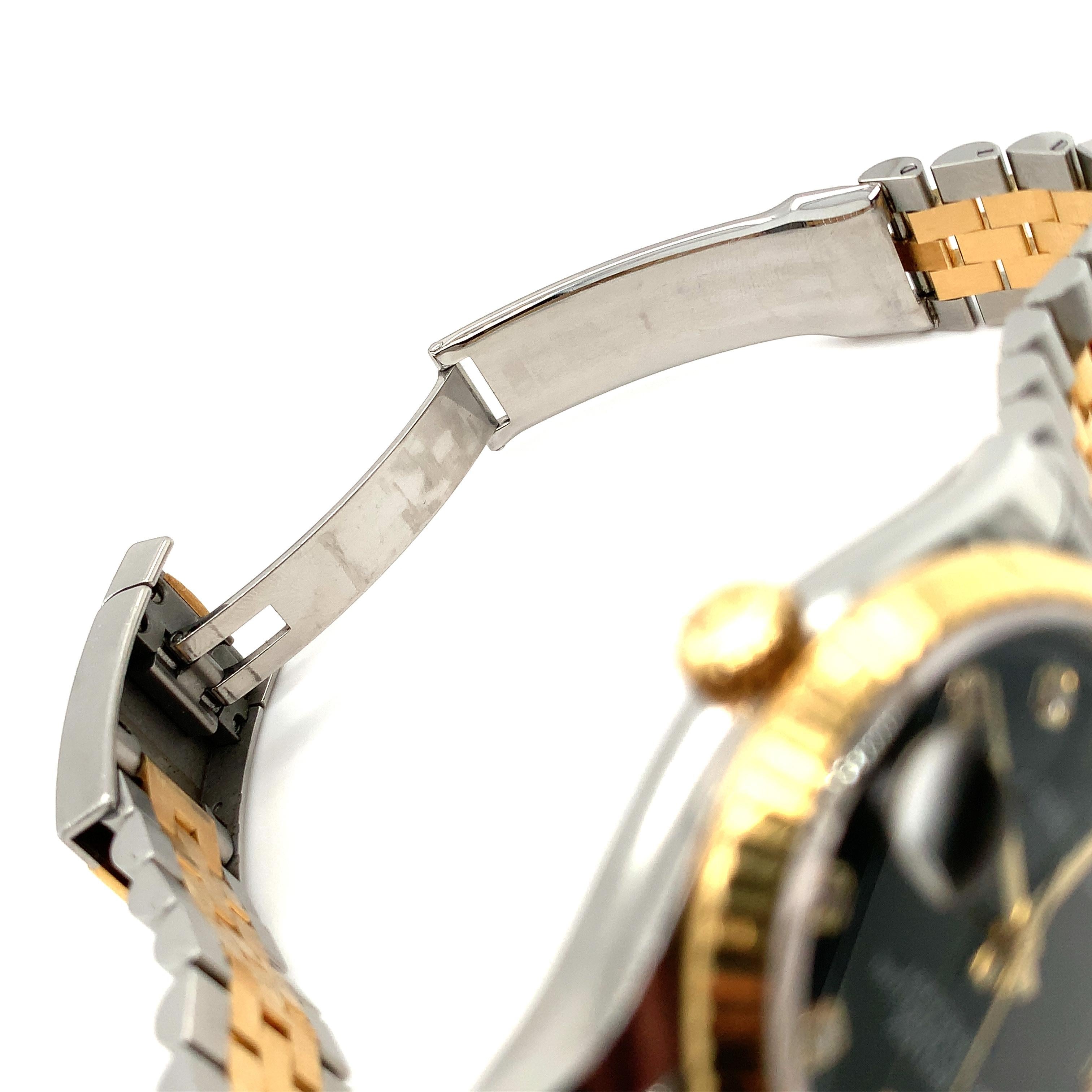 Rolex datejust 36 Oyster Stahl- und Gelbgold-Zifferblatt mit schwarzem Diamantenbesatz 126233 im Angebot 3