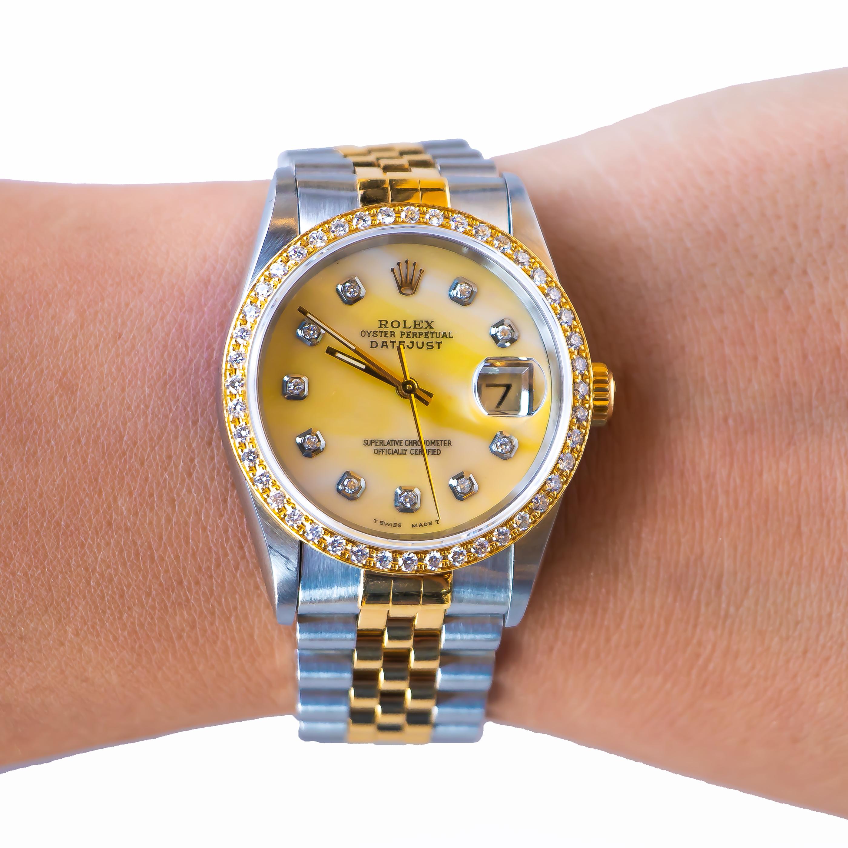 rolex oyster perpetual datejust 36 with/diamond