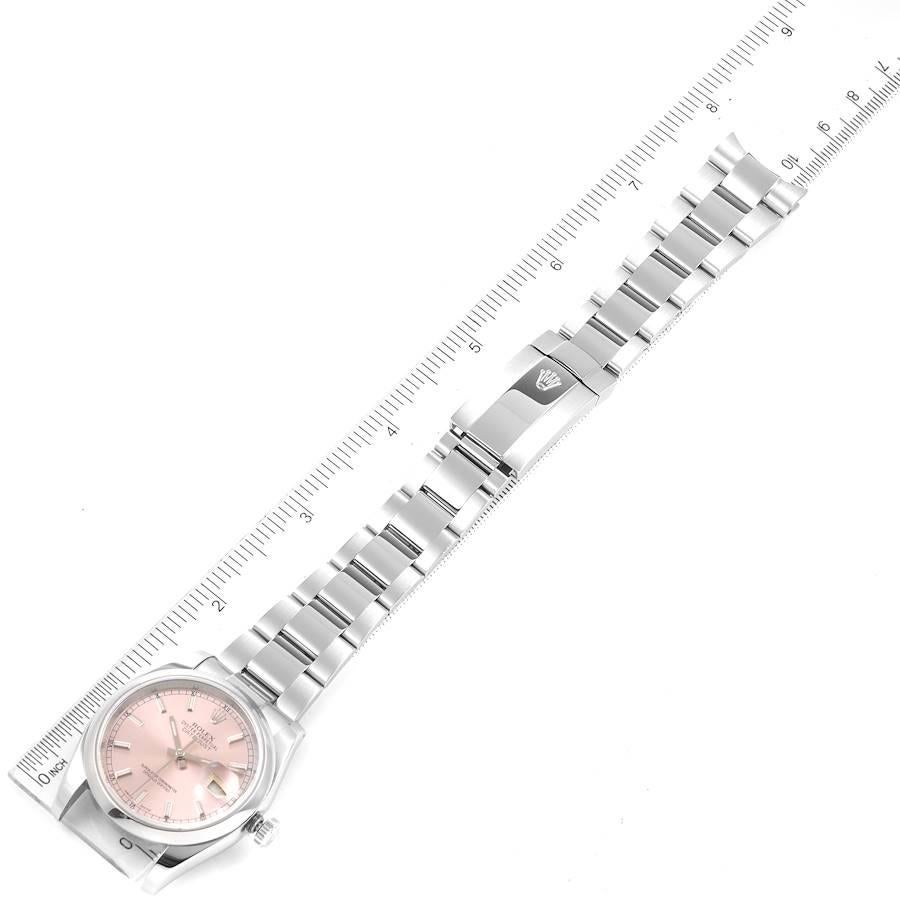 Rolex Datejust 36 Pink Baton Dial Steel Mens Watch 116200 Box Card For Sale 5