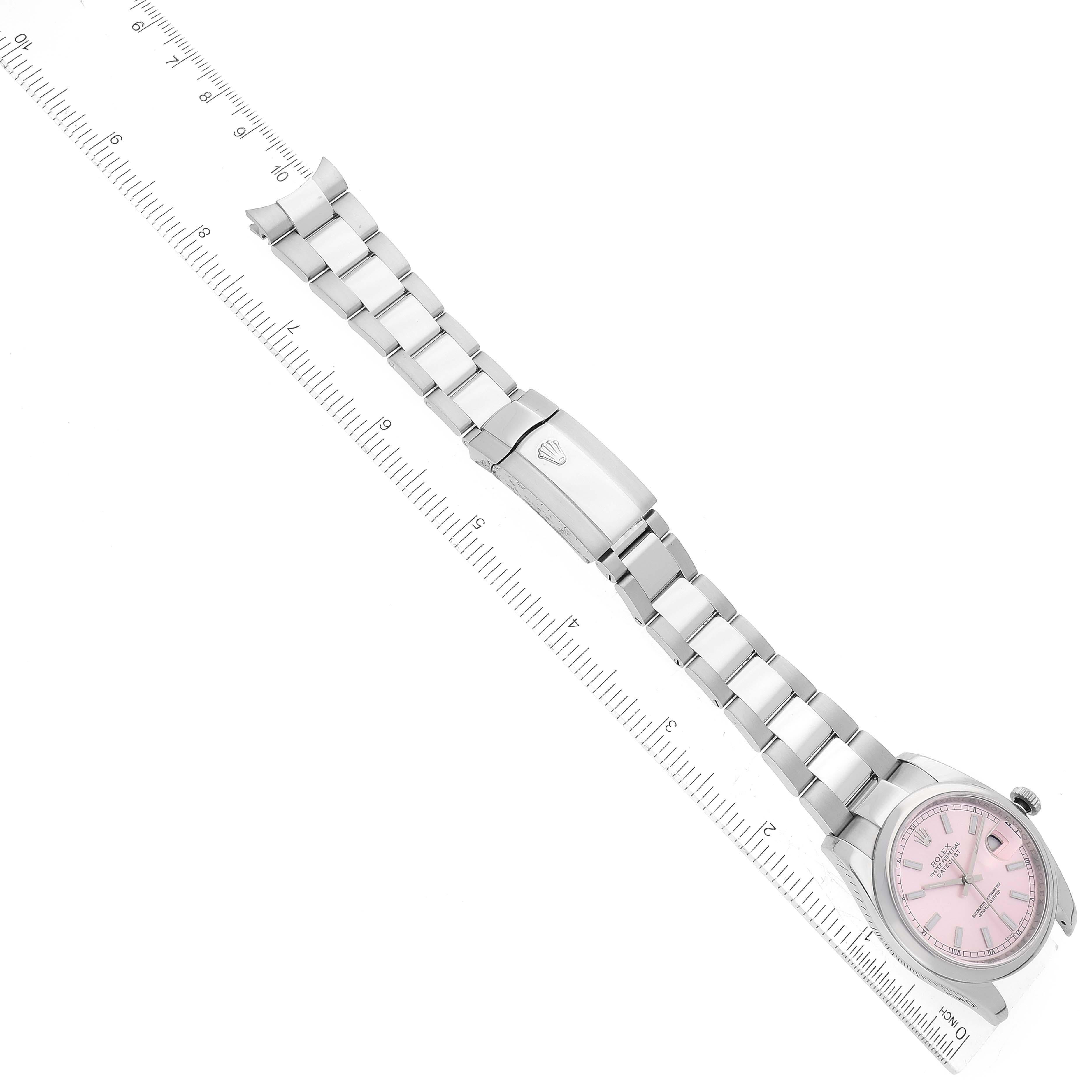 Rolex Datejust 36 Pink Baton Dial Steel Mens Watch 116200 3