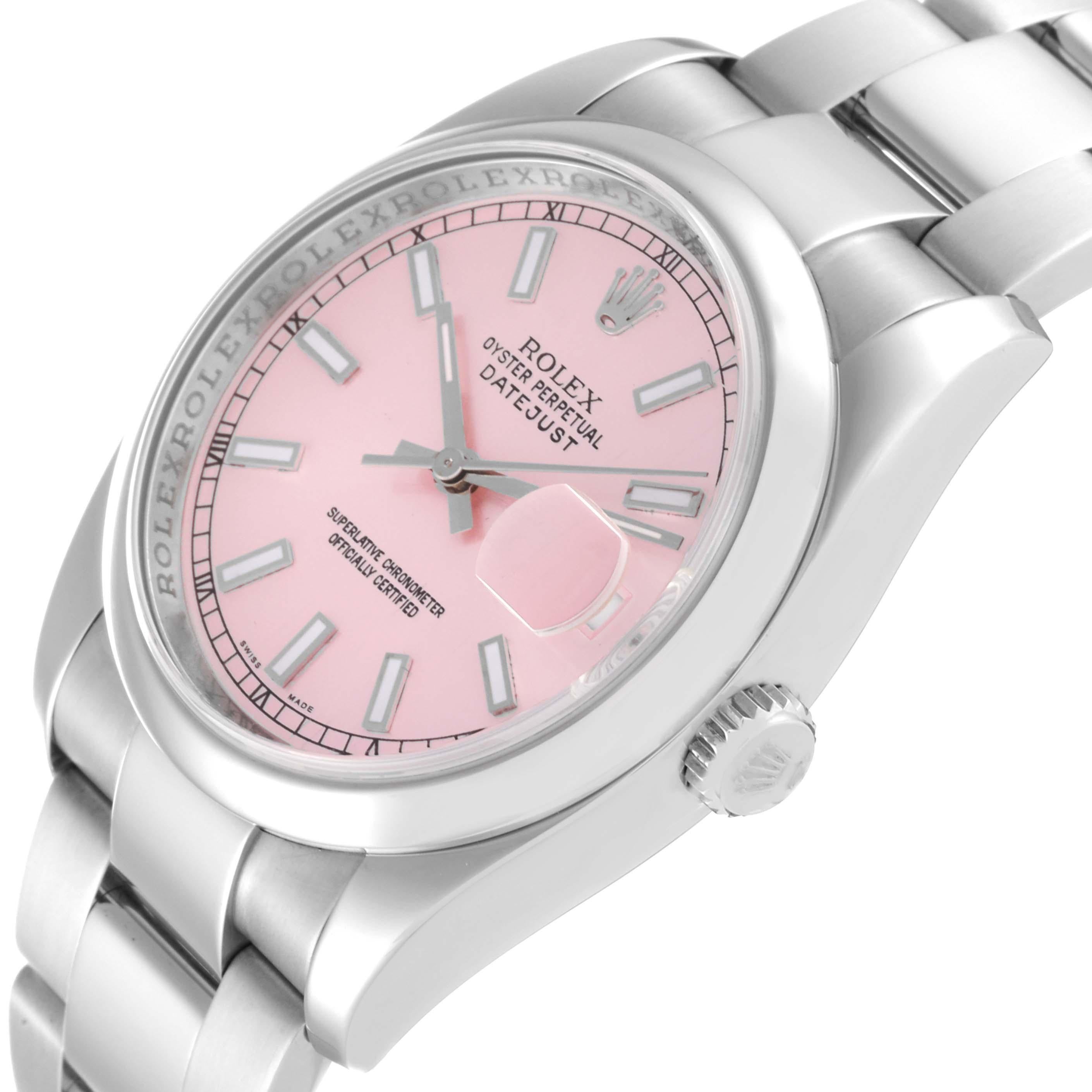 Rolex Datejust 36 Pink Baton Dial Steel Mens Watch 116200 1