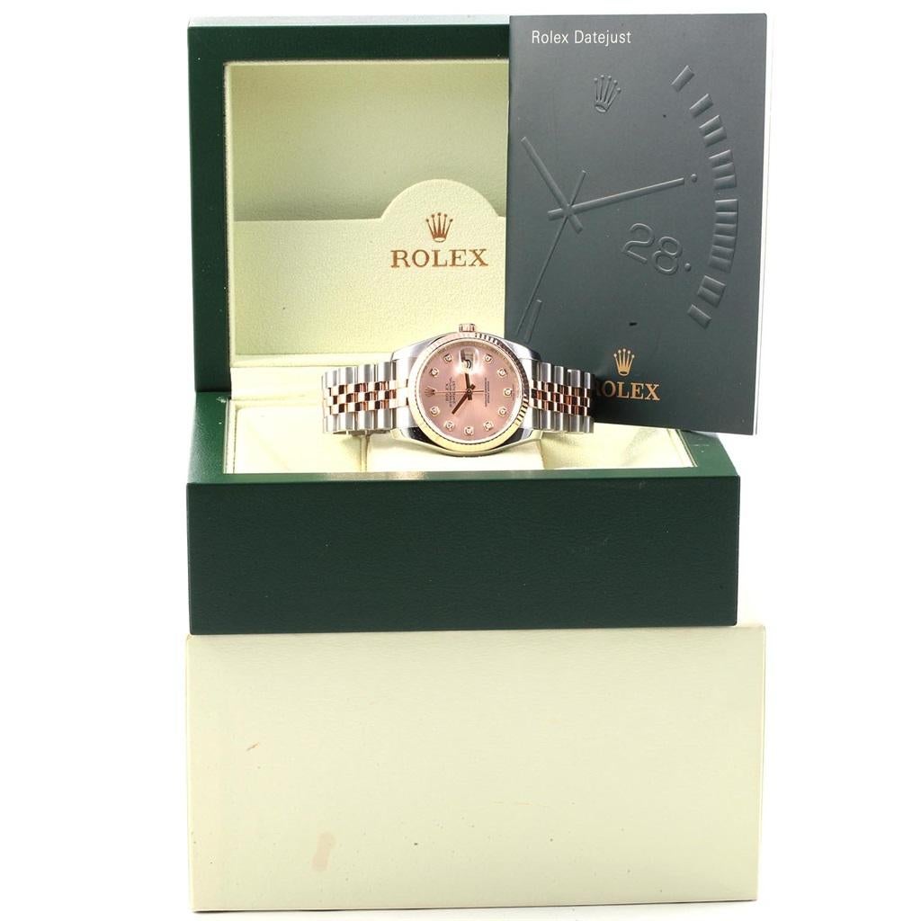 Rolex Datejust 36 Pink Dial Steel EveRose Gold Diamond Watch 126231 For Sale 6